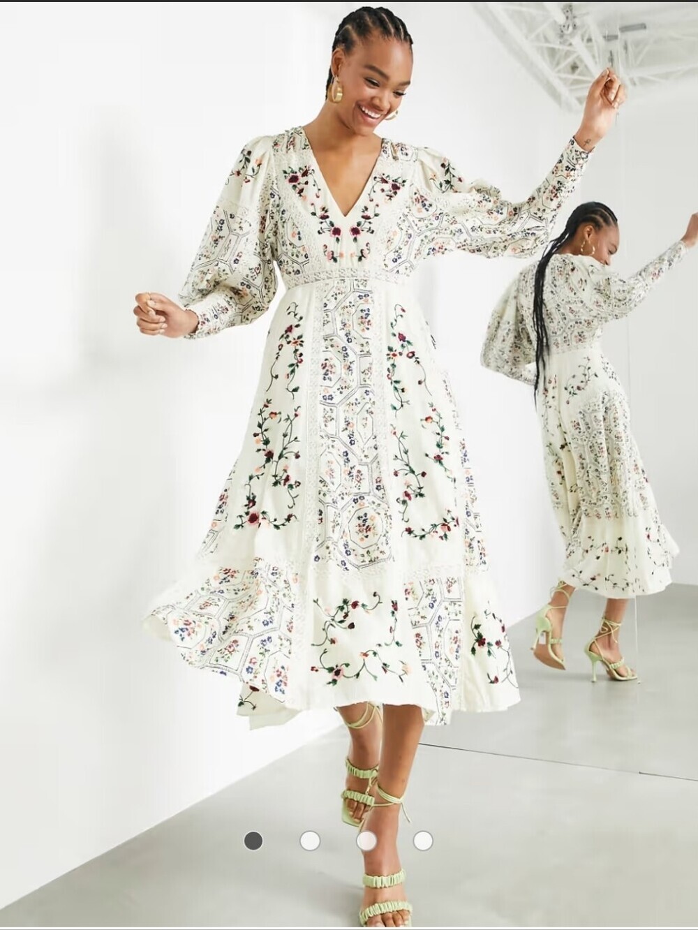 ASOS EDITION NWTs floral embroidered midi dress (as seen In Emily In Paris)